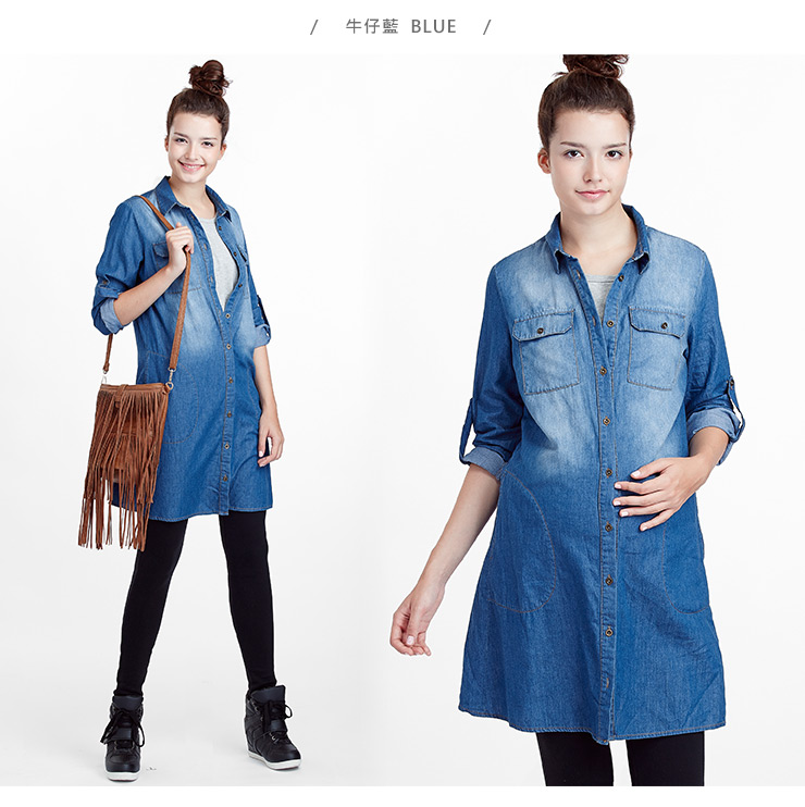 天絲棉牛仔孕哺洋裝