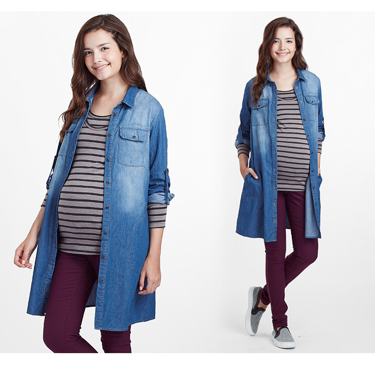 天絲棉牛仔孕哺洋裝