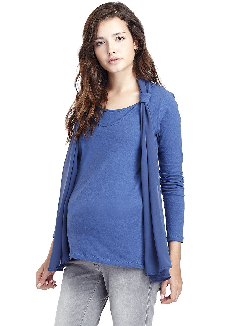 拼接雪舫真圍巾孕婦裝.哺乳衣