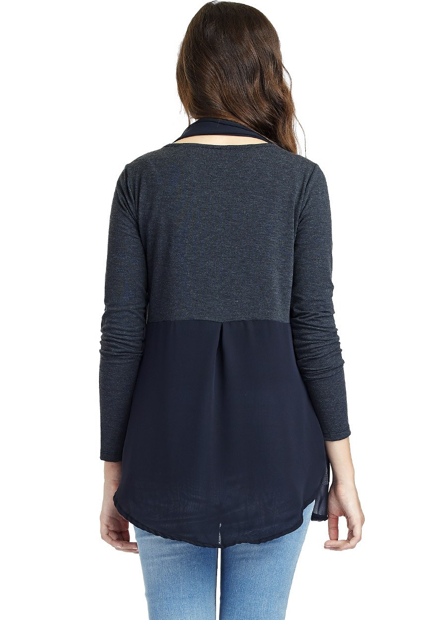 拼接雪舫真圍巾孕婦裝.哺乳衣