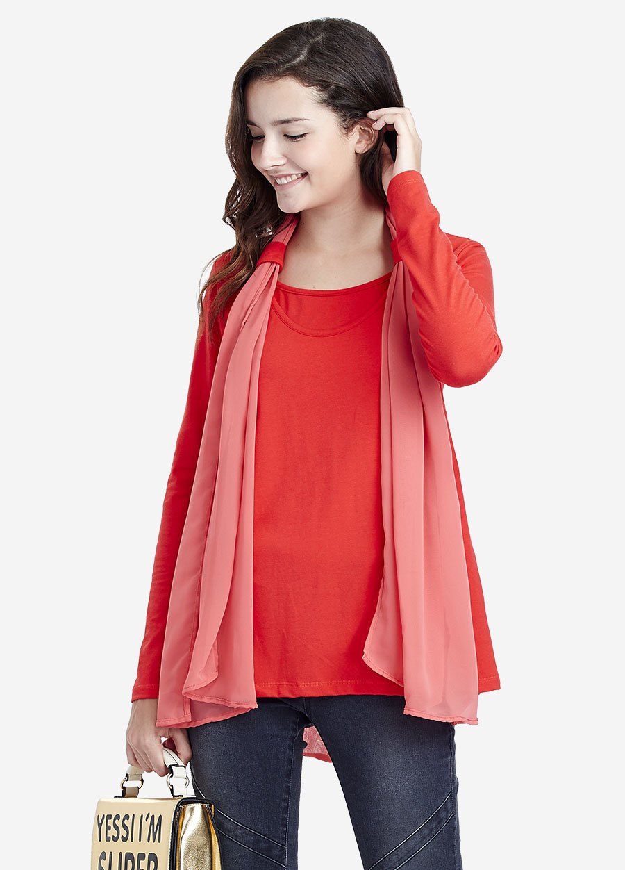 拼接雪舫真圍巾孕婦裝.哺乳衣