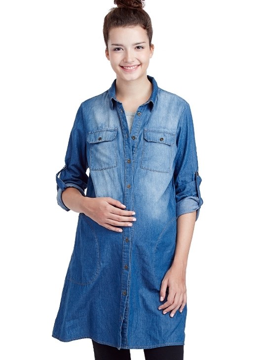 天絲棉牛仔孕哺洋裝