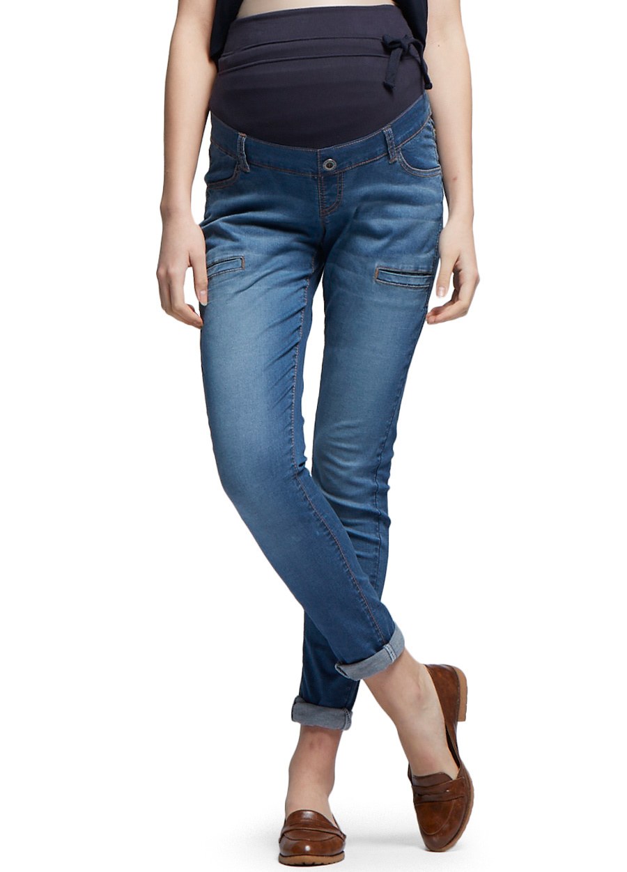 絲柔水洗超彈牛仔孕婦褲