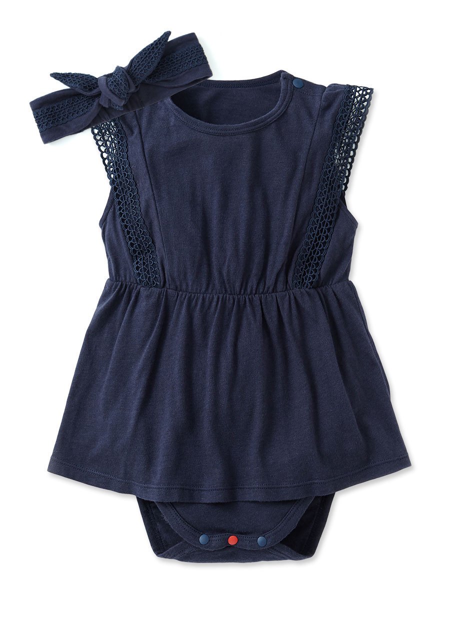 BABY蕾絲造型包屁洋裝(附髮帶)