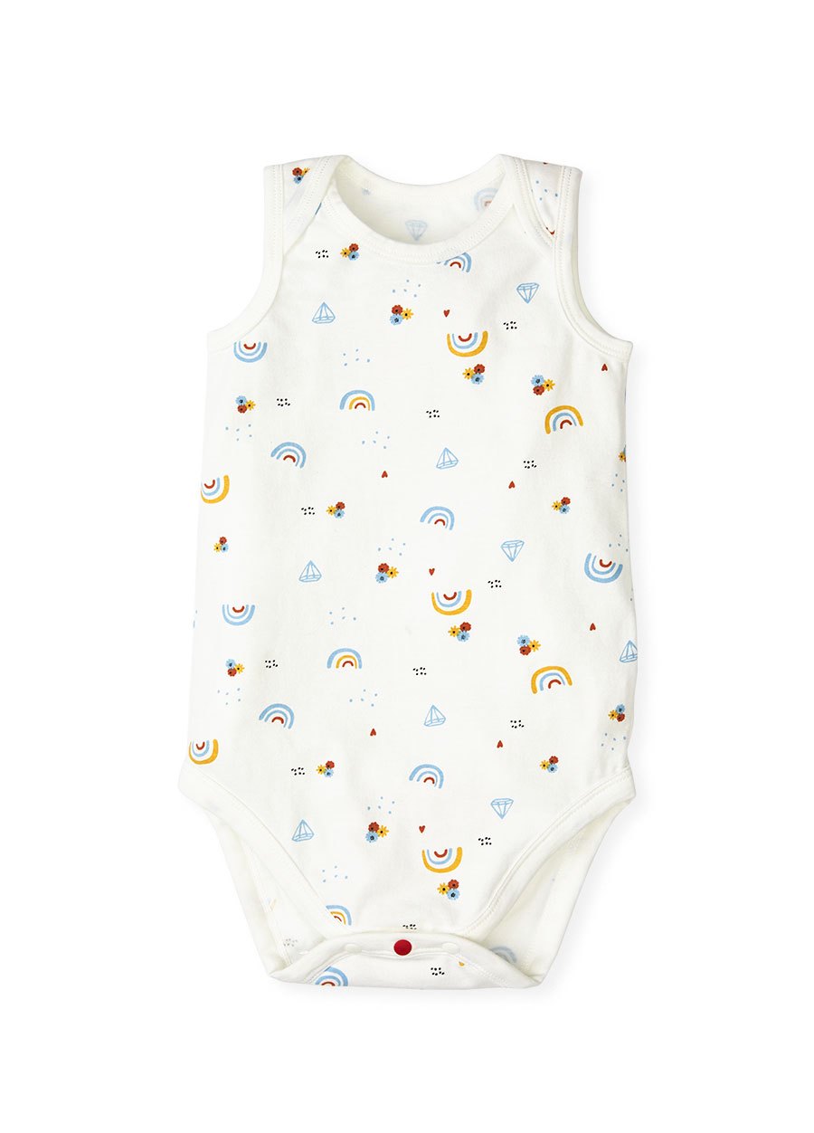 BABY Q彈棉質無袖包屁衣(2入)-彩虹