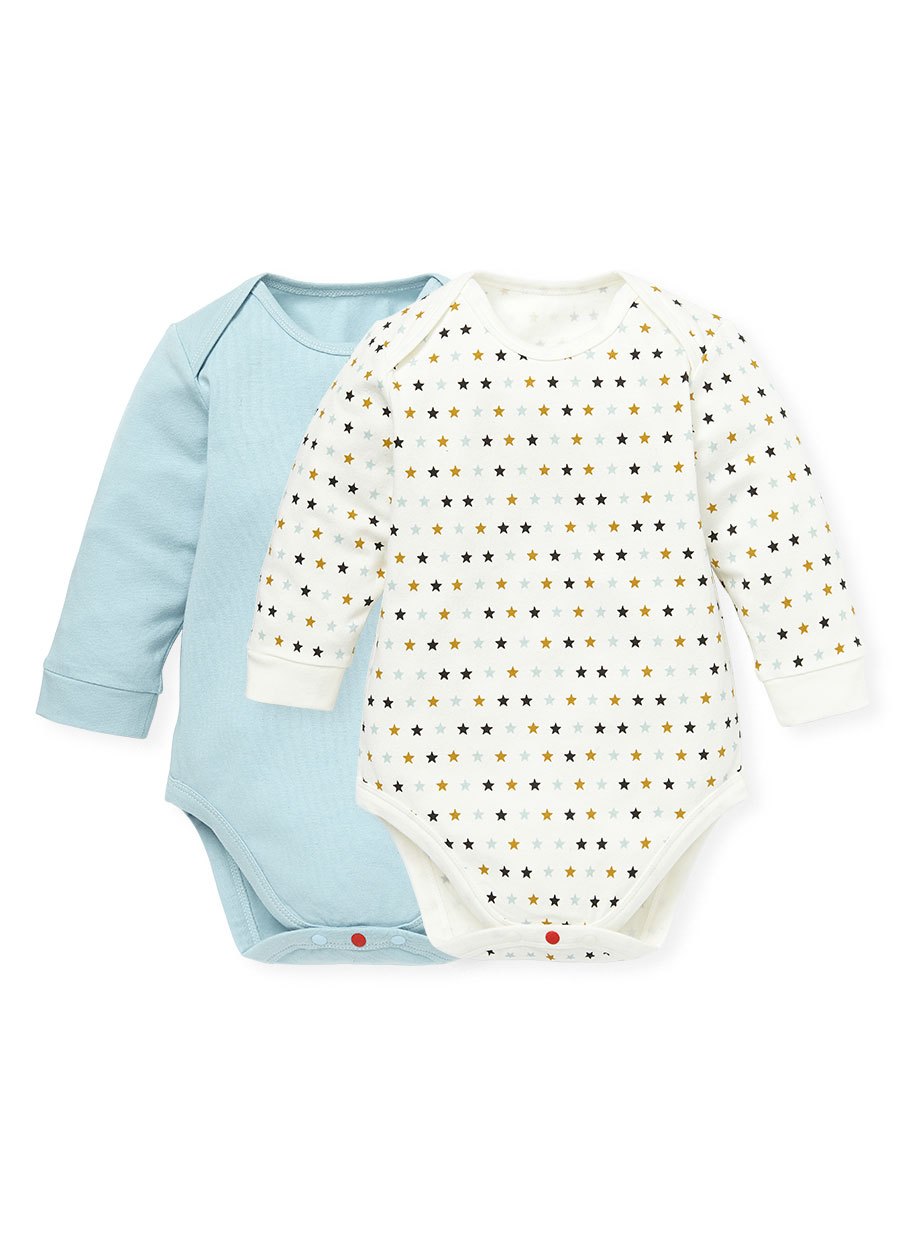 BABY Q彈棉質長袖包屁衣(2入)-星星