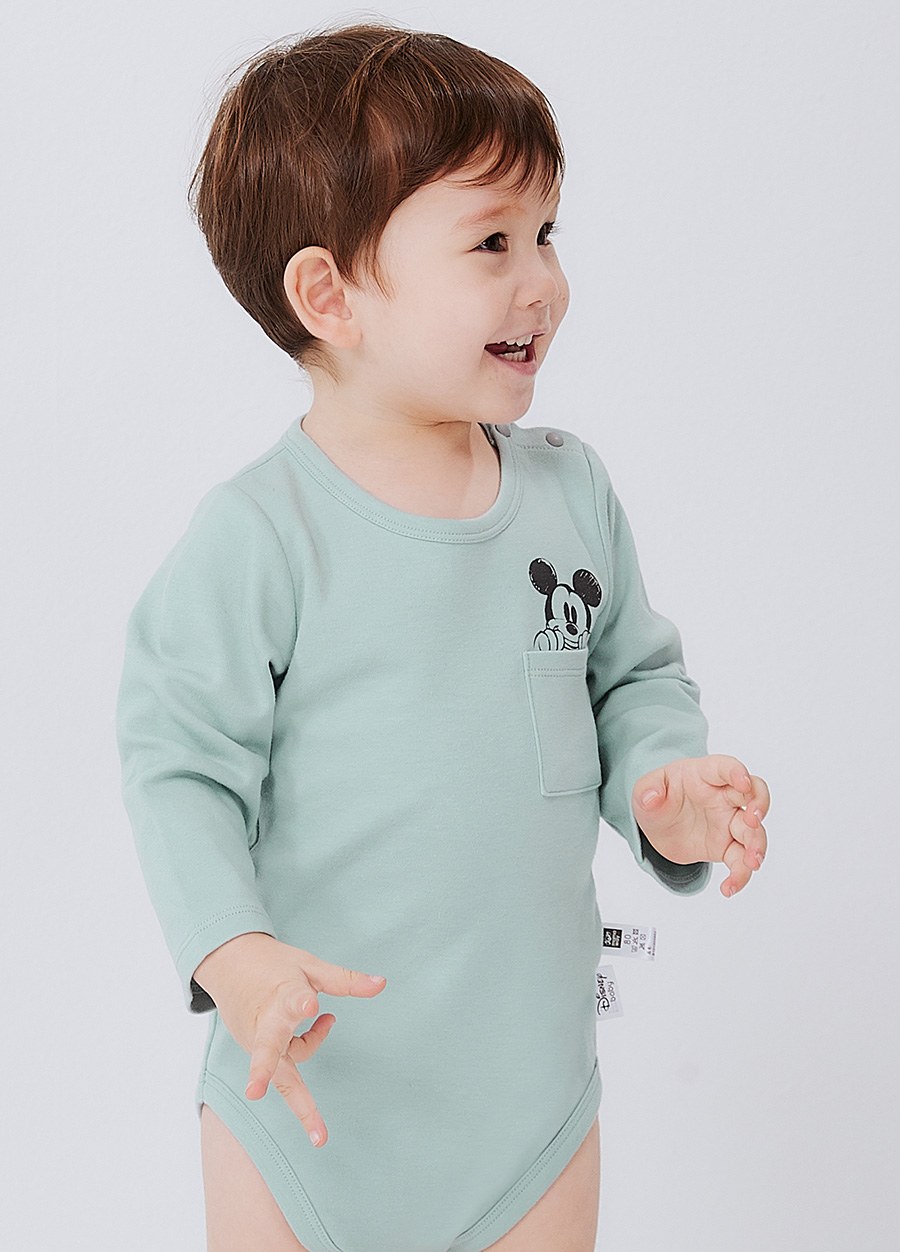 BABY迪士尼純棉長袖包屁衣-米奇