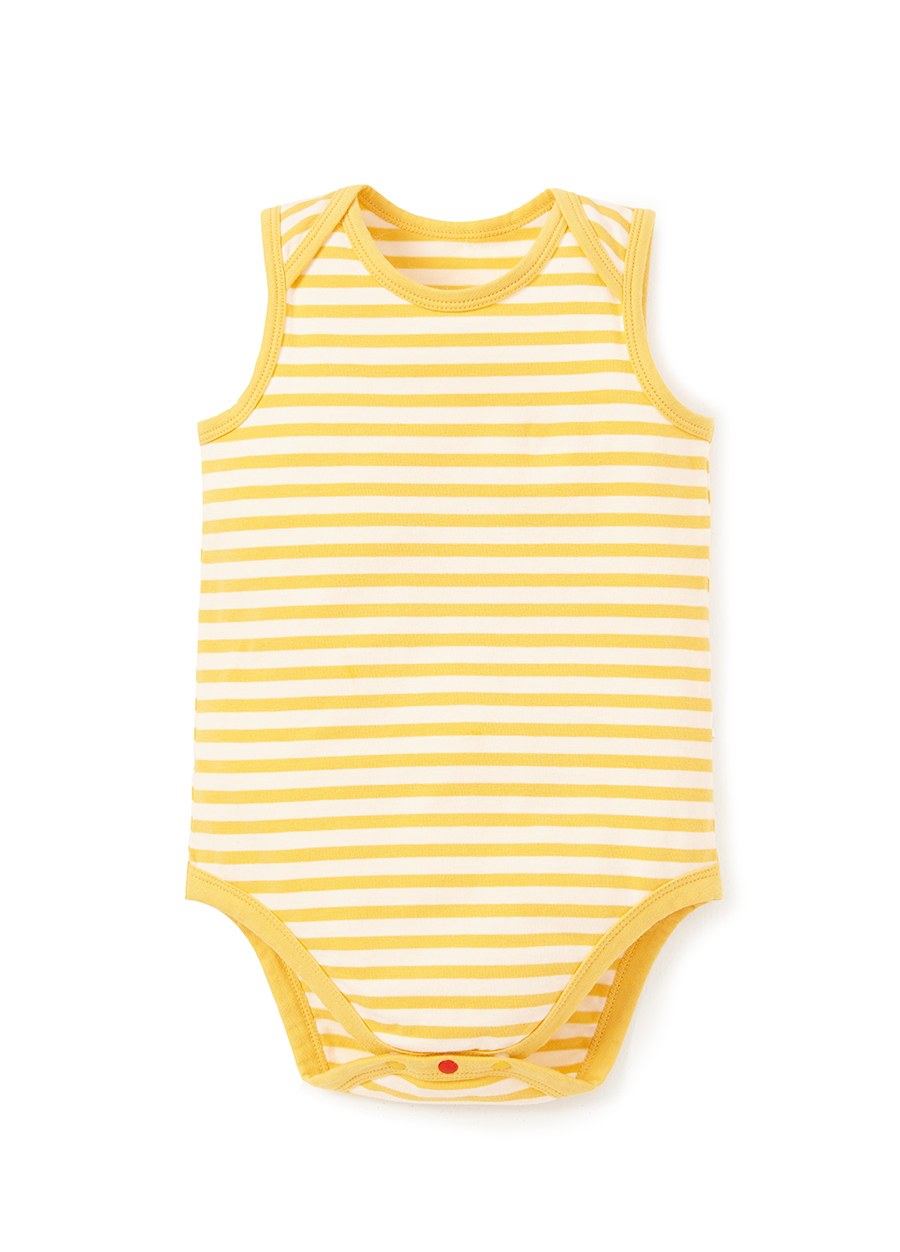 BABY Q彈棉質無袖包屁衣(2入)-蛋黃