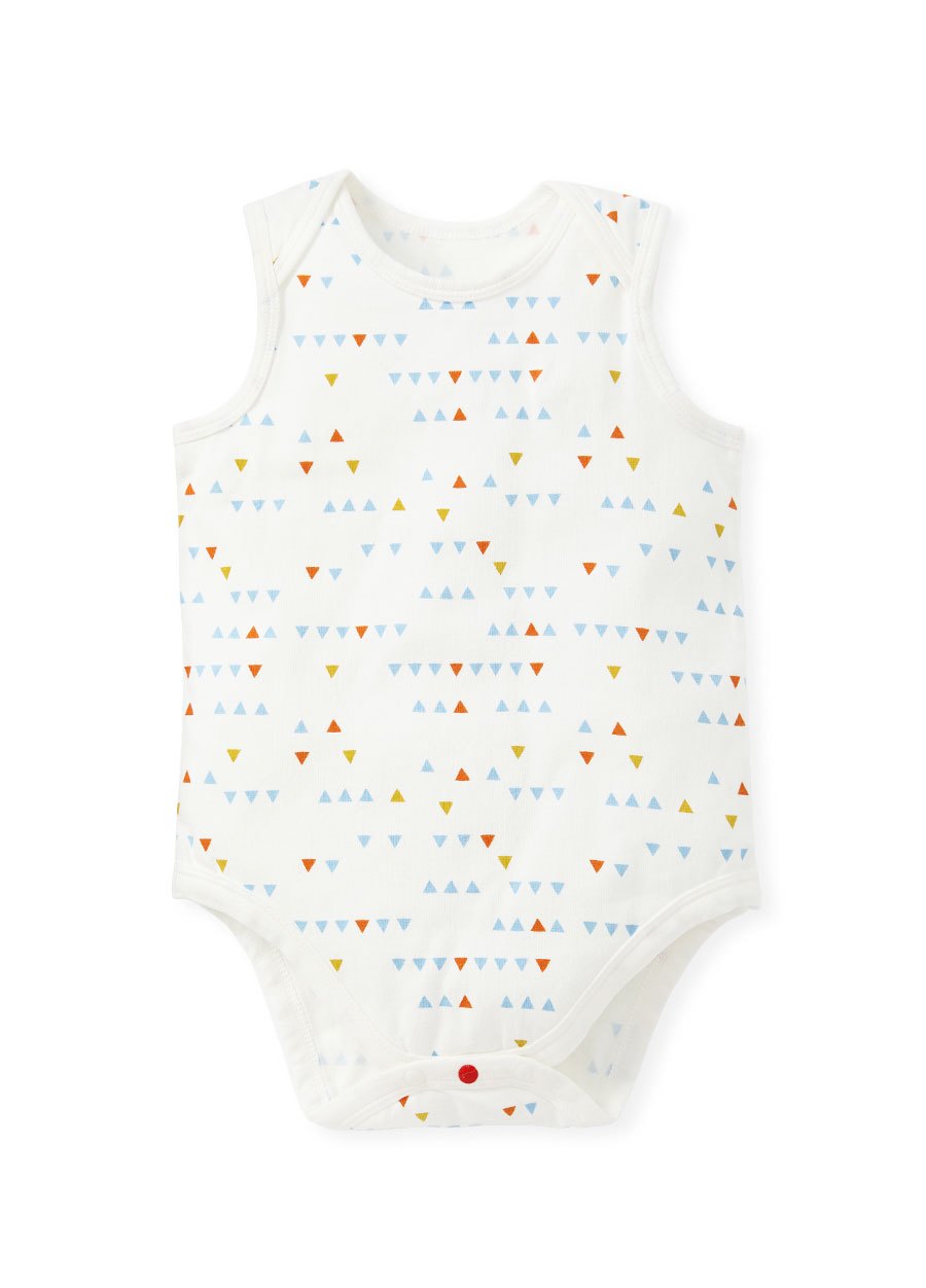 BABY Q彈棉質無袖包屁衣(2入)-幾何三角