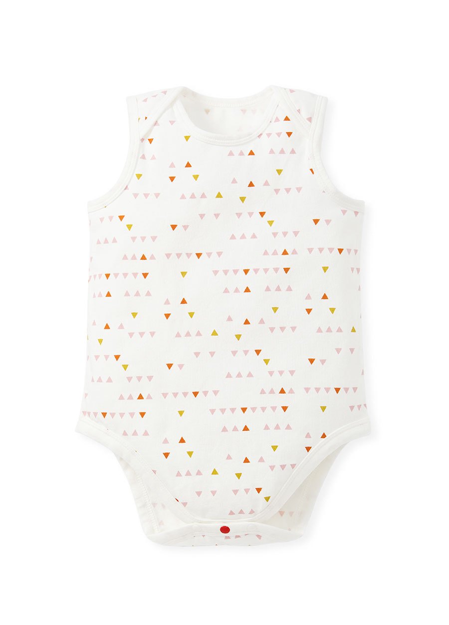 BABY Q彈棉質無袖包屁衣(2入)-幾何三角
