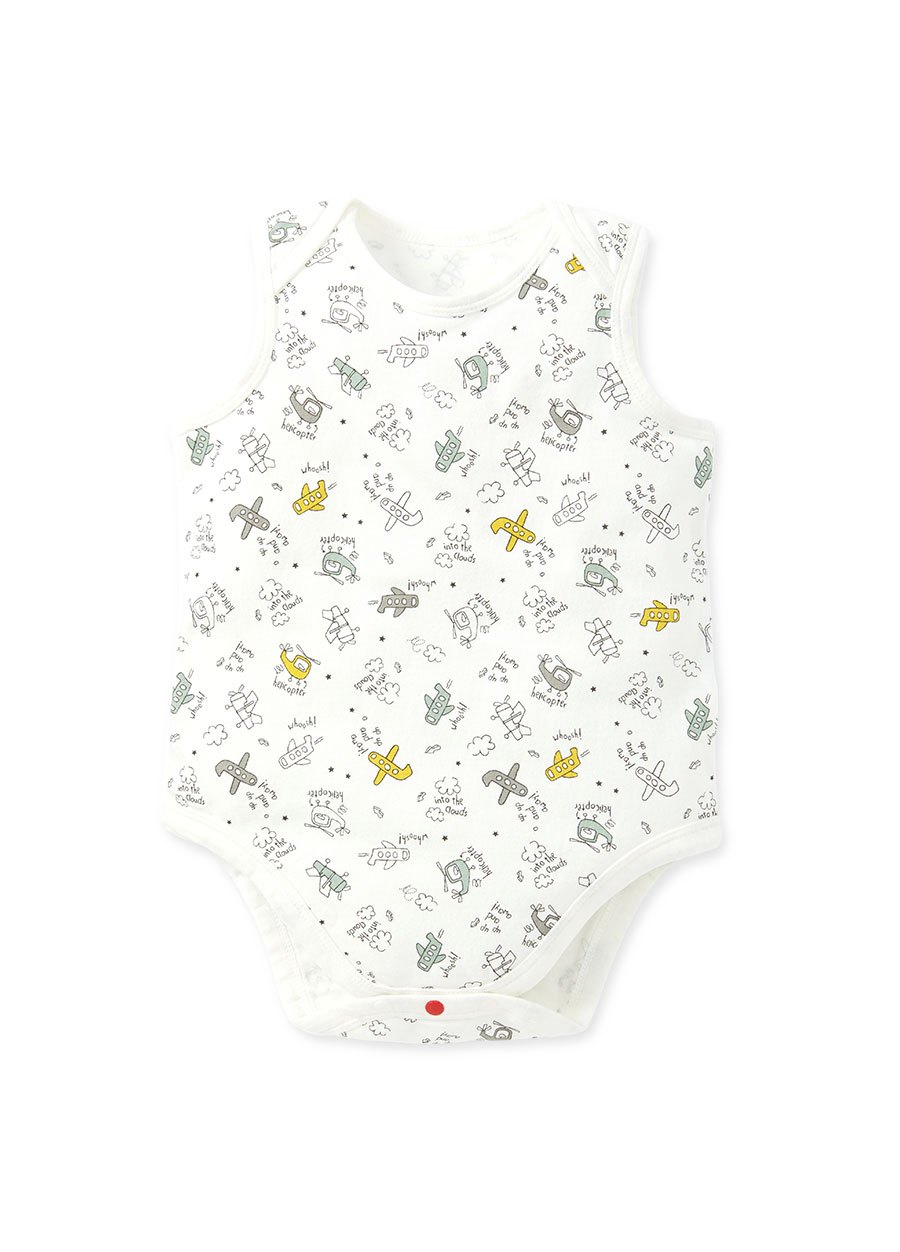 BABY Q彈棉質無袖包屁衣(2入)-飛機
