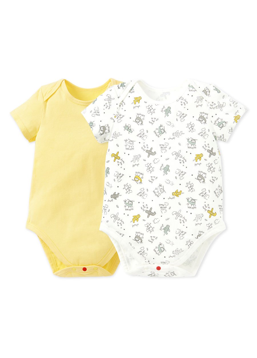 BABY Q彈棉質包屁衣(2入)-飛機