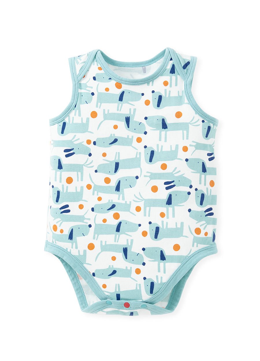 BABY Q彈棉質無袖包屁衣(2入)-狗狗