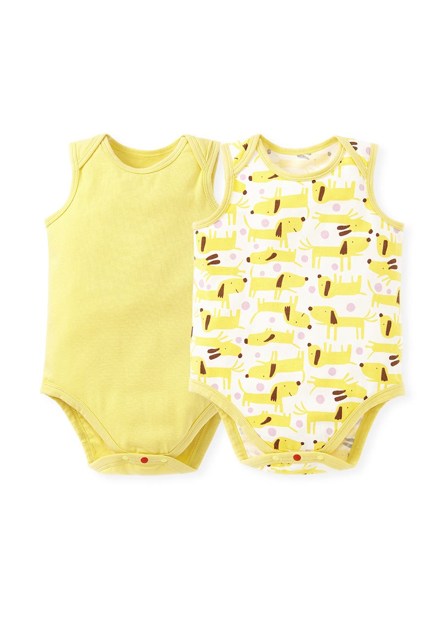 BABY Q彈棉質無袖包屁衣(2入)-狗狗