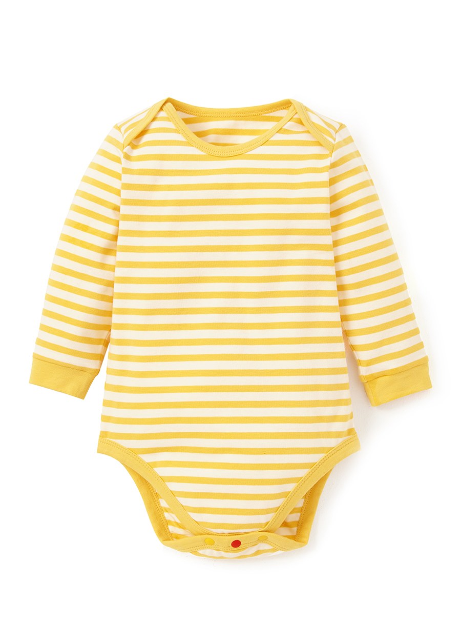 BABY Q彈棉質長袖包屁衣(2入)-蛋黃