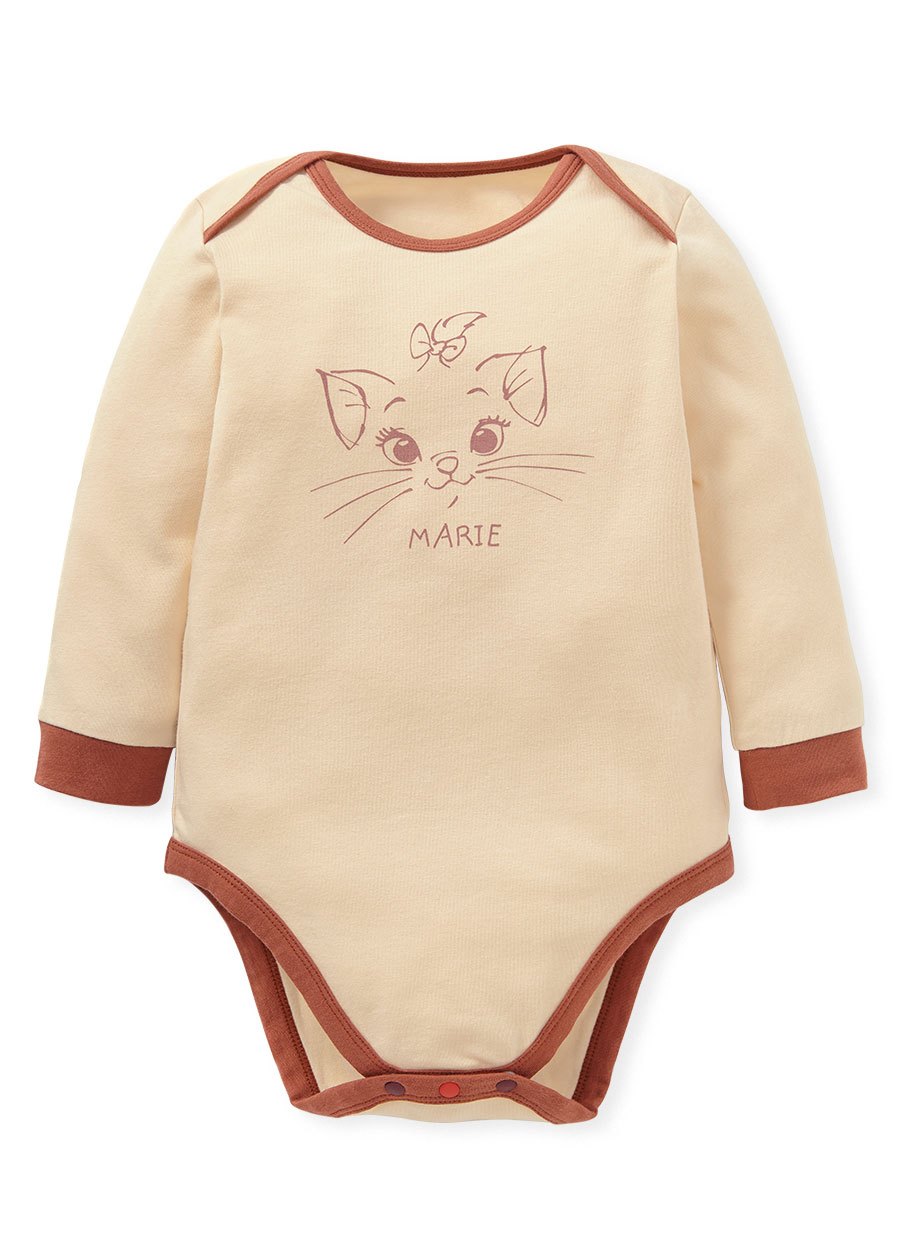 BABY迪士尼Q彈棉質長袖包屁衣-瑪麗貓