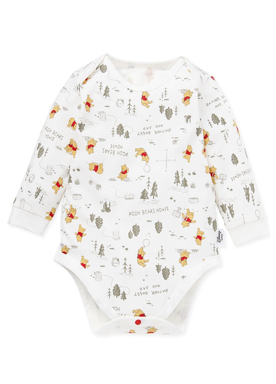 BABY Q彈棉質長袖包屁衣(2入)-森林維尼