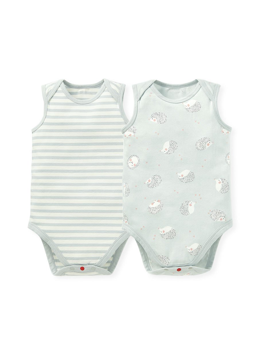 BABY Q彈棉質無袖包屁衣(2入)-刺蝟寶寶