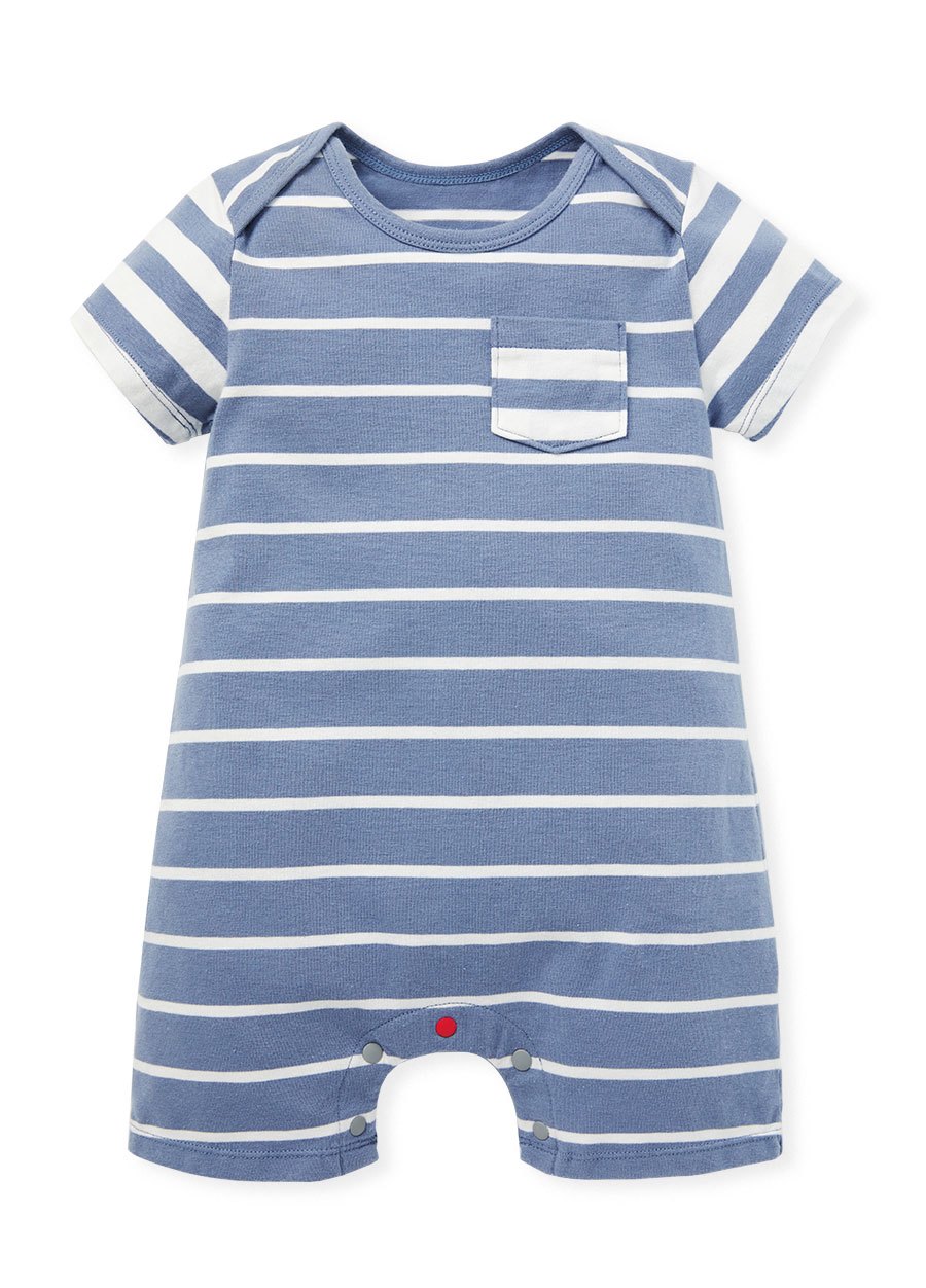 BABY 棉質條紋拼接連身包屁衣
