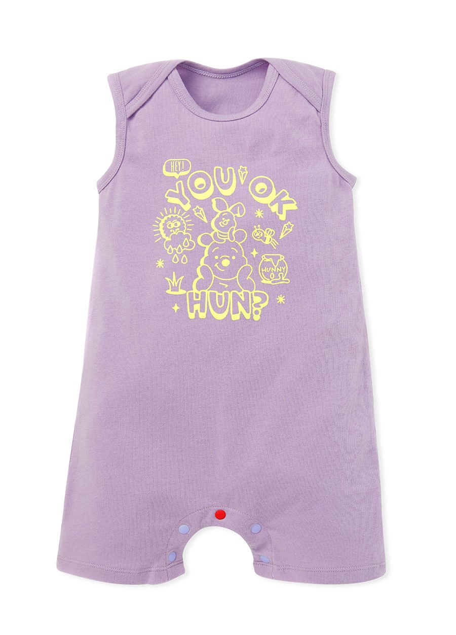 BABY迪士尼Q彈無袖連身包屁衣-趣味小熊維尼