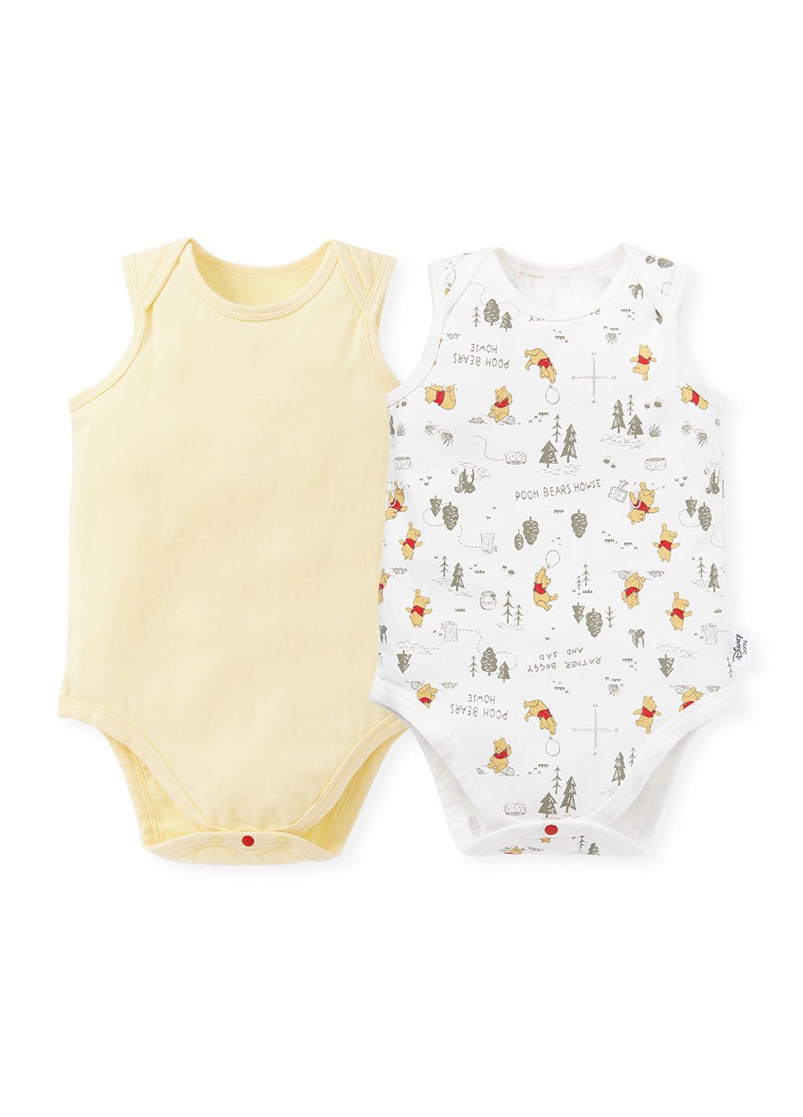 BABY Q彈棉質無袖包屁衣(2入)-森林維尼