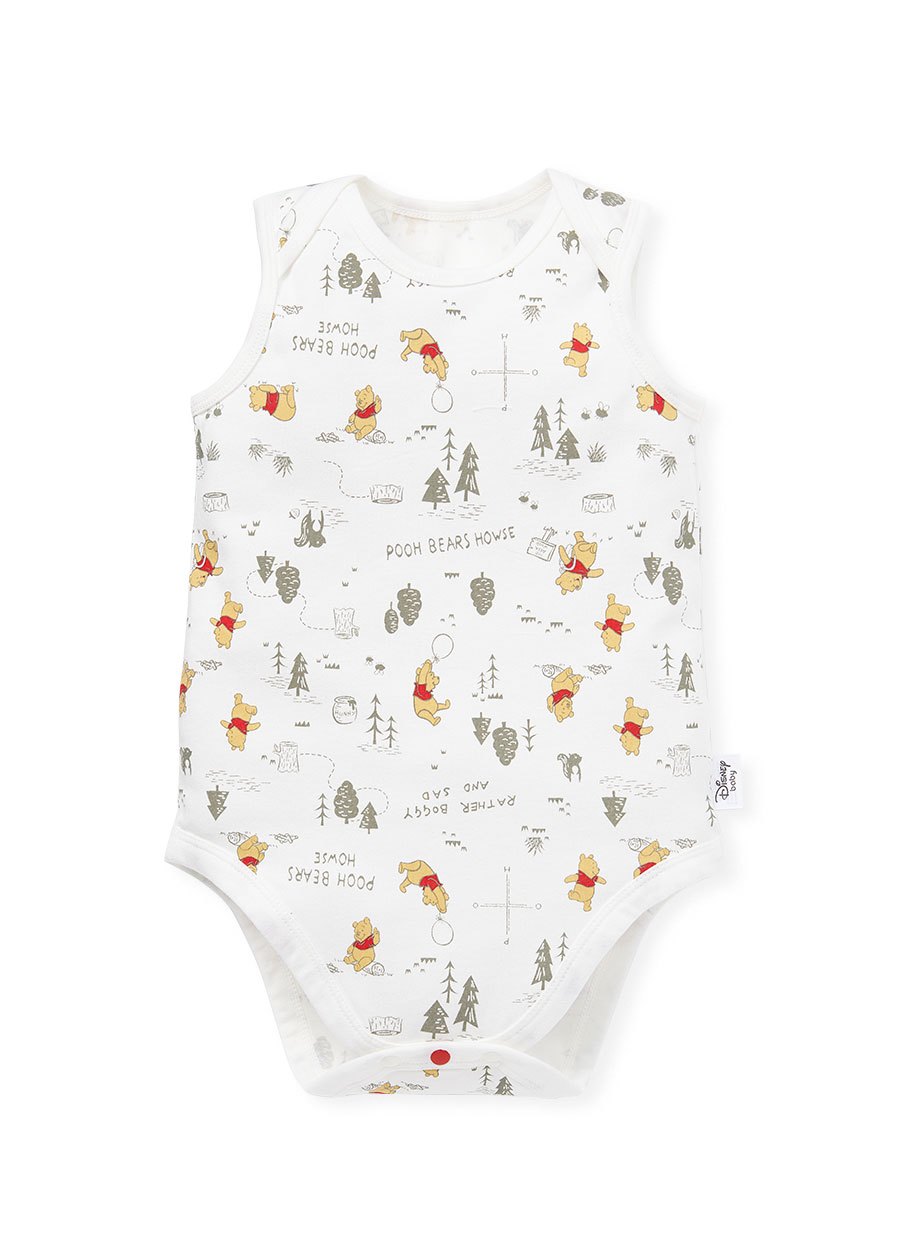 BABY Q彈棉質無袖包屁衣(2入)-森林維尼