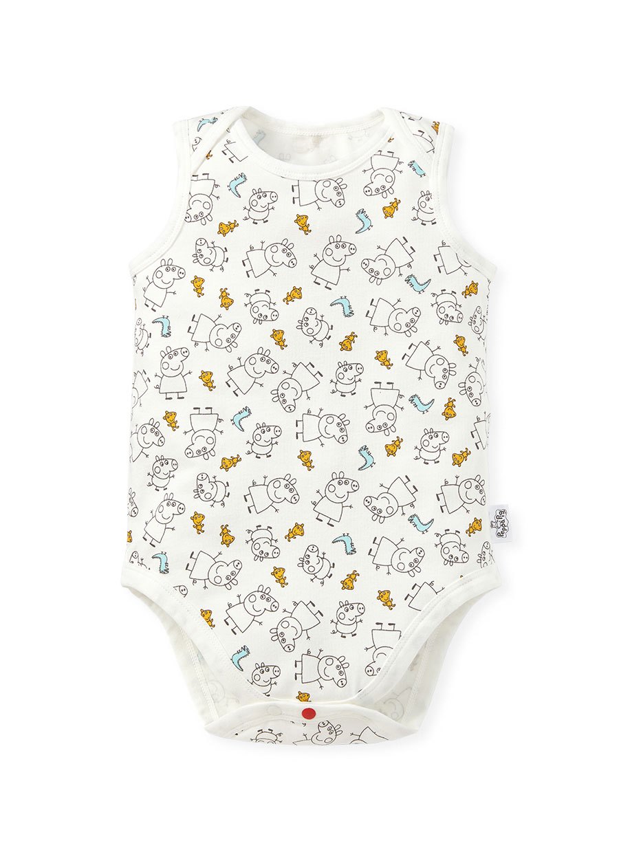 BABY Q彈棉質無袖包屁衣(2入)-線稿佩佩豬