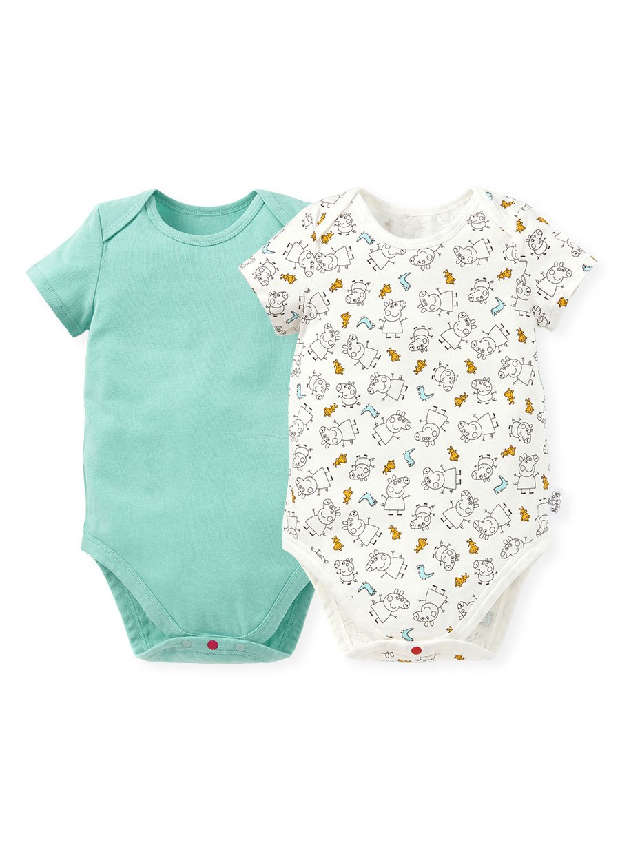 BABY Q彈棉質包屁衣(2入)-線稿佩佩豬