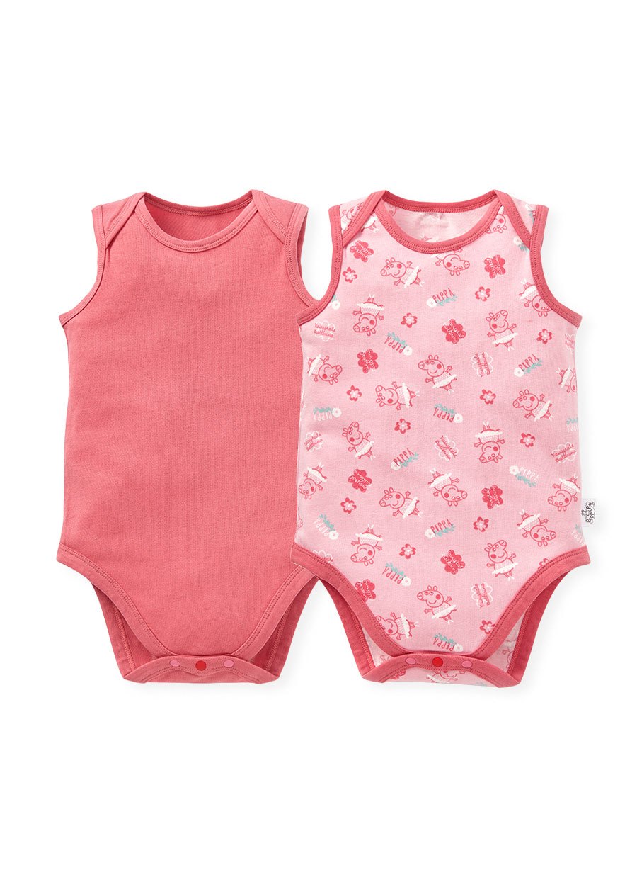 BABY Q彈棉質無袖包屁衣(2入)-跳舞佩佩豬
