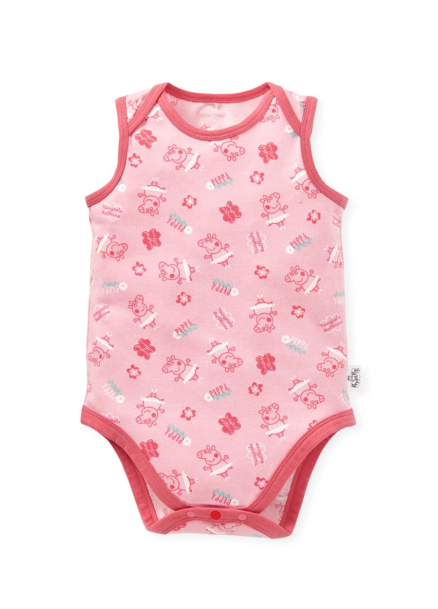 BABY Q彈棉質無袖包屁衣(2入)-跳舞佩佩豬