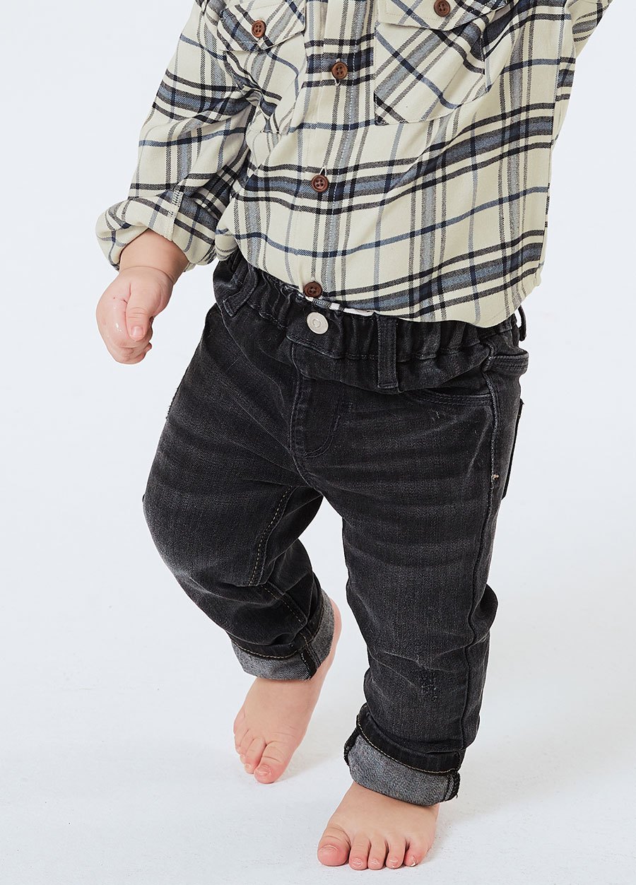 BABY 刷白割破牛仔褲