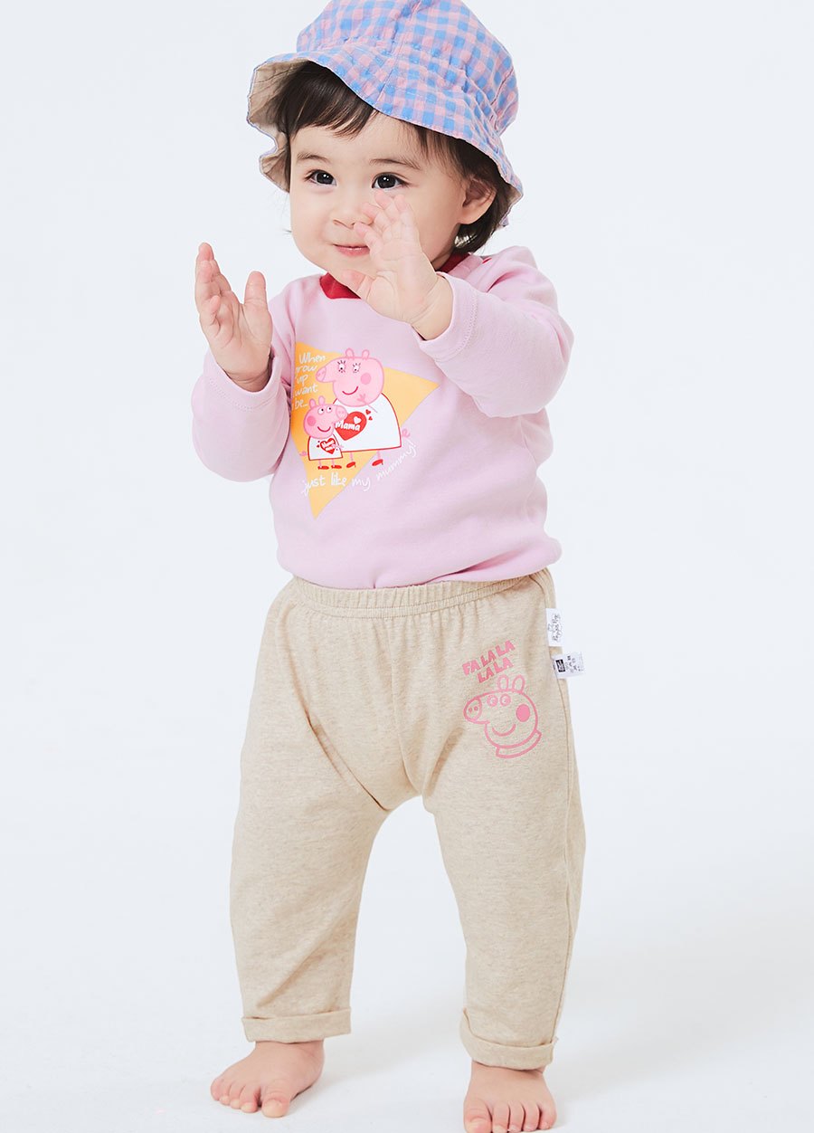 嬰幼兒Q彈棉質反摺長褲-佩佩豬