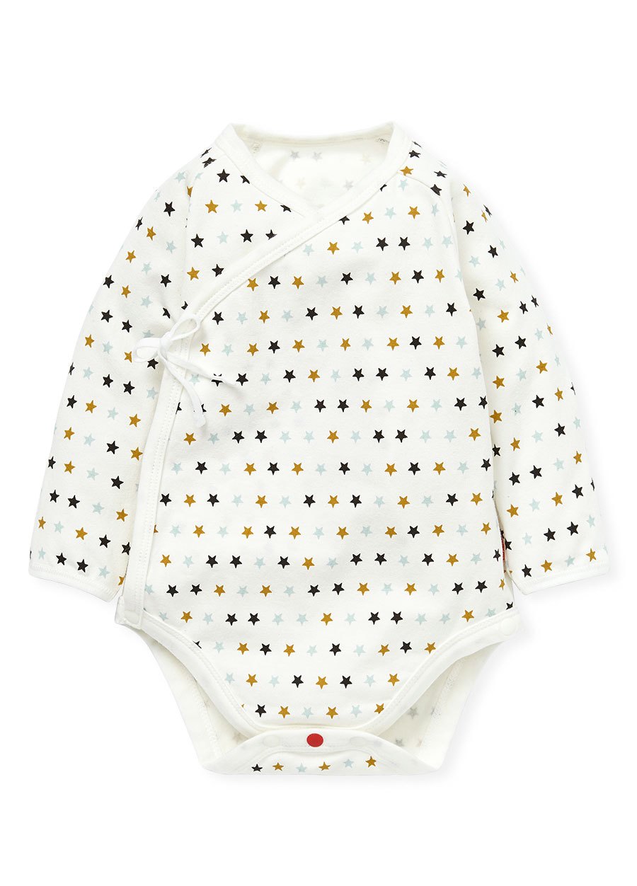 新生兒 Q彈棉質長袖包屁衣(2入)-星星