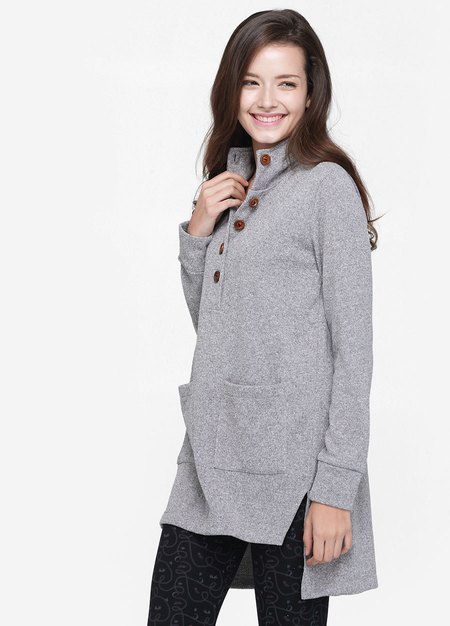 下擺開岔毛衣造型孕婦裝.哺乳衣