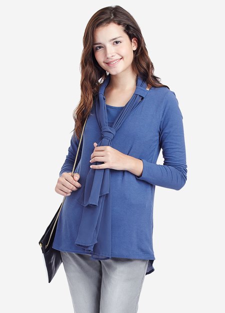 拼接雪舫真圍巾孕婦裝.哺乳衣