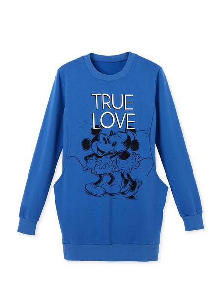 迪士尼TRUE LOVE刷毛長版孕婦裝.哺乳衣