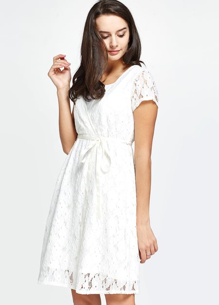 圍裹蕾絲孕婦洋裝.哺乳洋裝