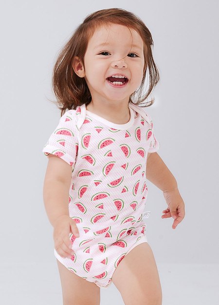 BABY純棉網眼包屁衣(2入)-西瓜/柳丁/西洋梨
