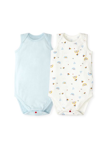 BABY Q彈棉質無袖包屁衣(2入)-彩虹