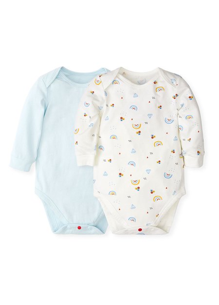 BABY Q彈棉質長袖包屁衣(2入)-彩虹
