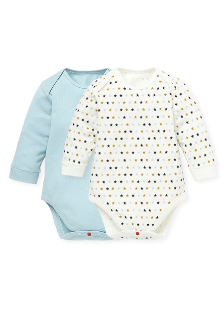 BABY Q彈棉質長袖包屁衣(2入)-星星