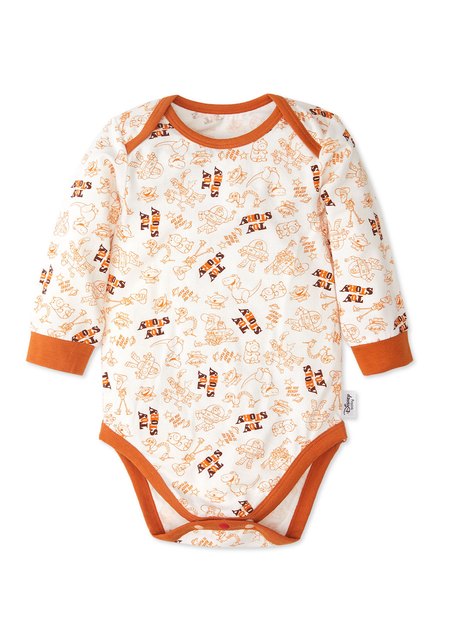 BABY Q彈棉質長袖包屁衣(2入)-玩具總動員-橘色2