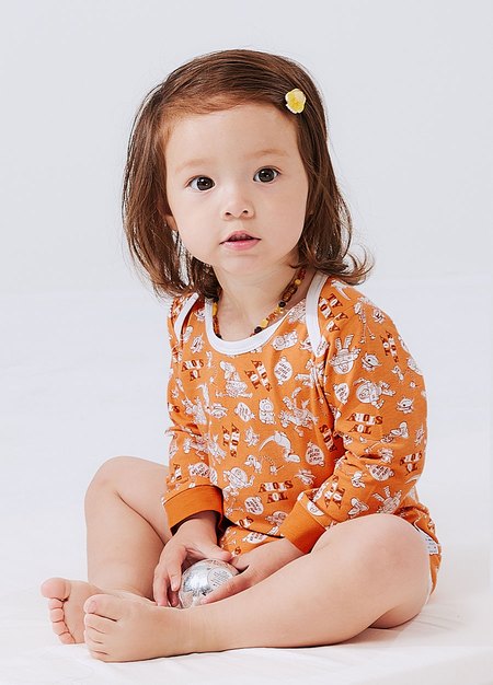 BABY Q彈棉質長袖包屁衣(2入)-玩具總動員-橘色4