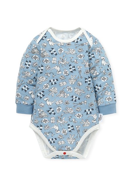 BABY Q彈棉質長袖包屁衣(2入)-玩具總動員-天藍3