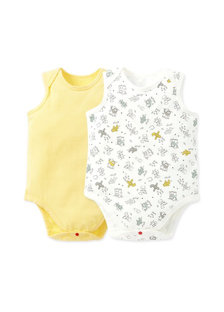 BABY Q彈棉質無袖包屁衣(2入)-飛機