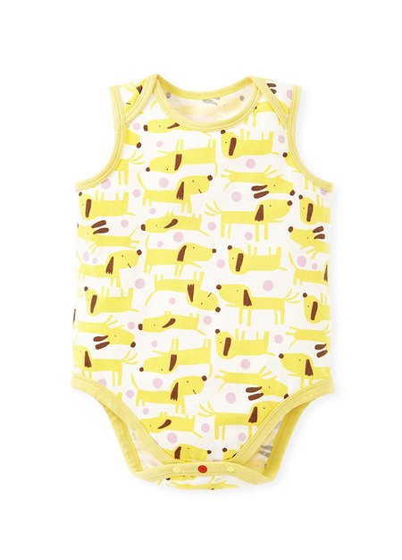 BABY Q彈棉質無袖包屁衣(2入)-狗狗