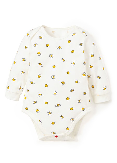 BABY Q彈棉質長袖包屁衣(2入)-蛋黃-黃色2
