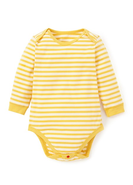 BABY Q彈棉質長袖包屁衣(2入)-蛋黃-黃色3
