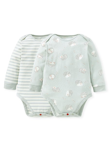 BABY Q彈棉質長袖包屁衣(2入)-刺蝟寶寶-灰藍1