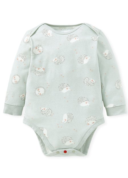 BABY Q彈棉質長袖包屁衣(2入)-刺蝟寶寶-灰藍2